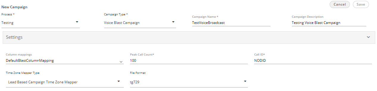 Voice Blast Campaign