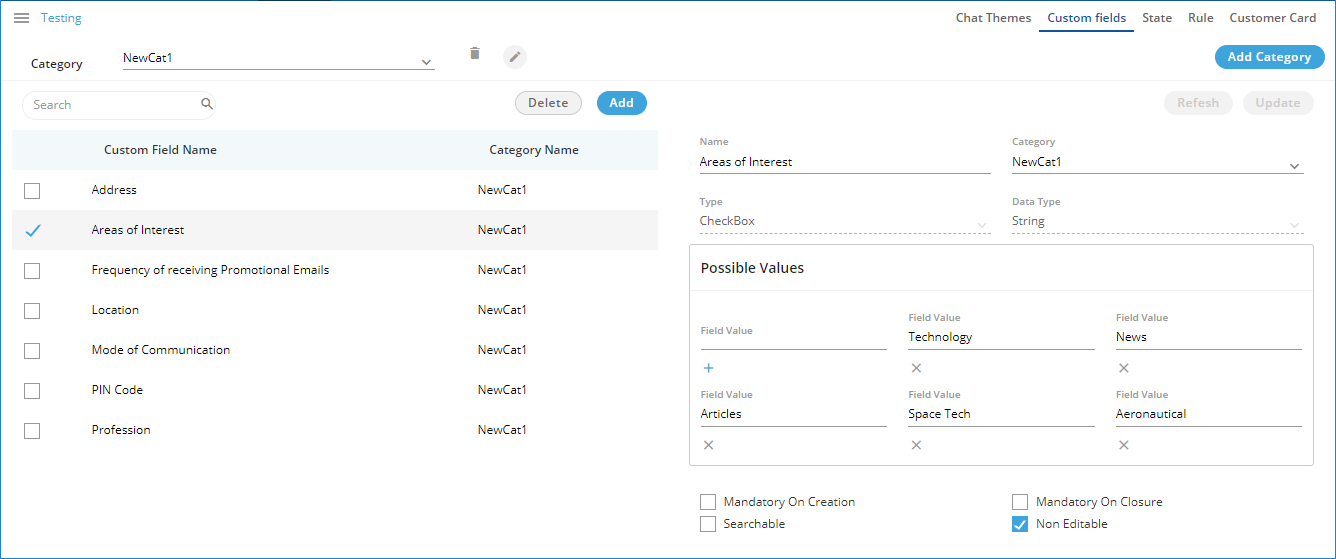 Select a Custom Field