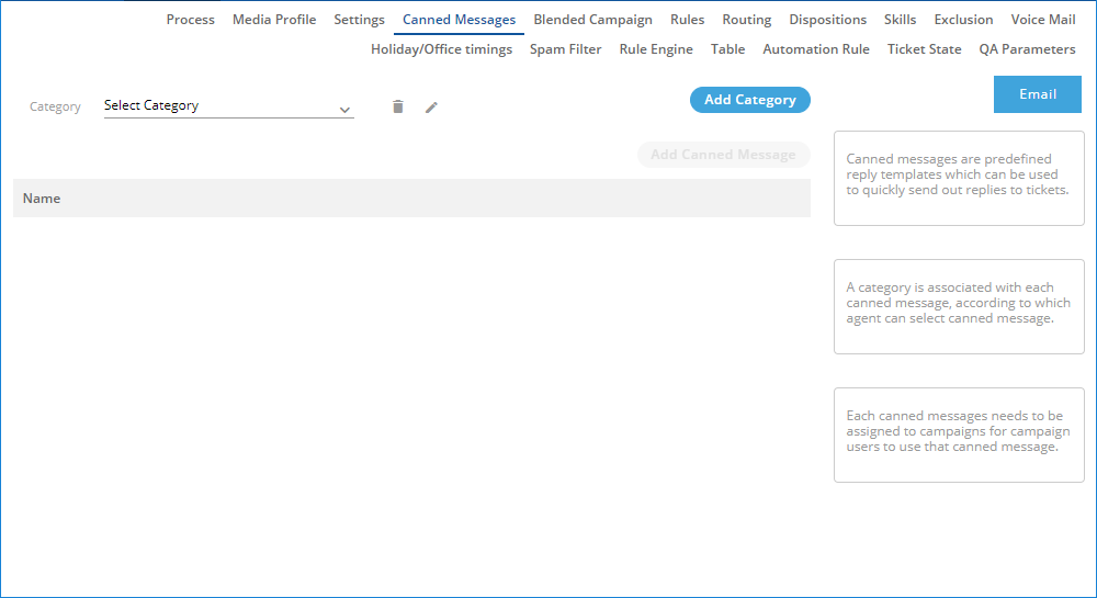 Canned Messages Tab