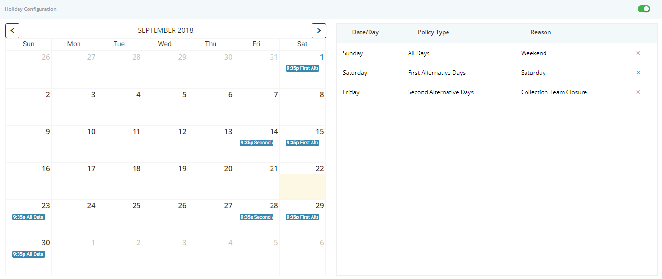 Created Holidays