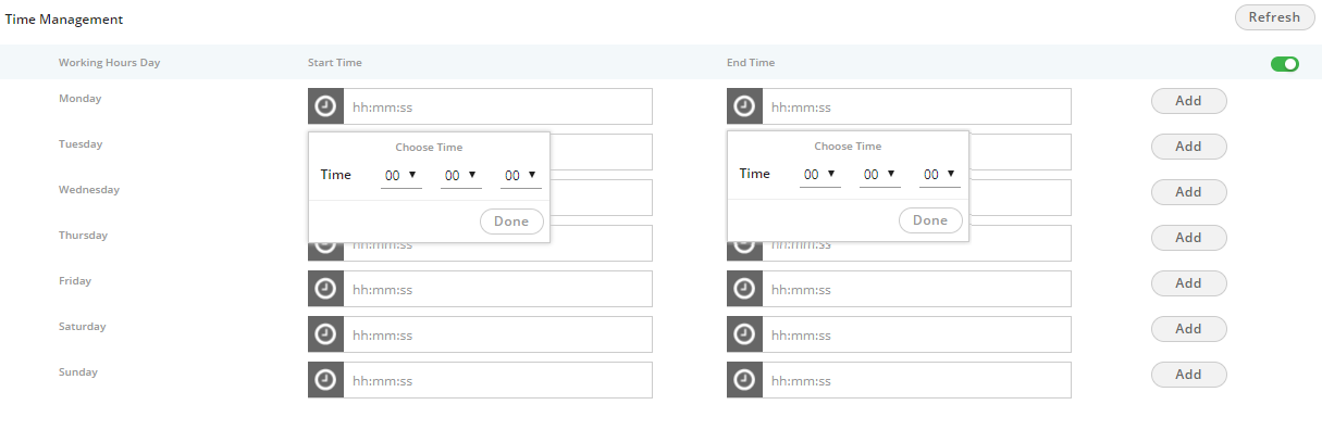 Select Working Hours