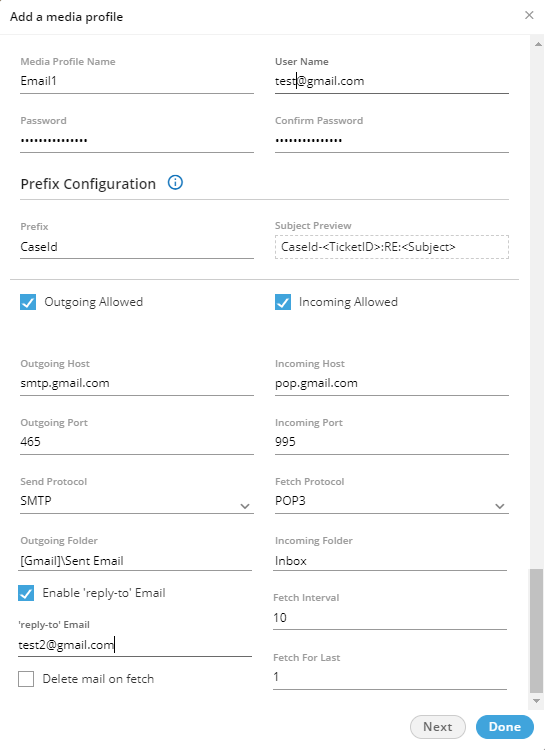 Sample Email Media Profile