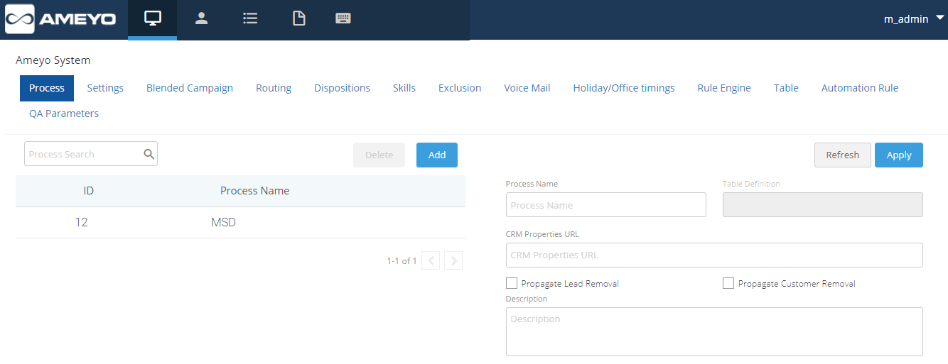 Workbench UI of Admin Workbench