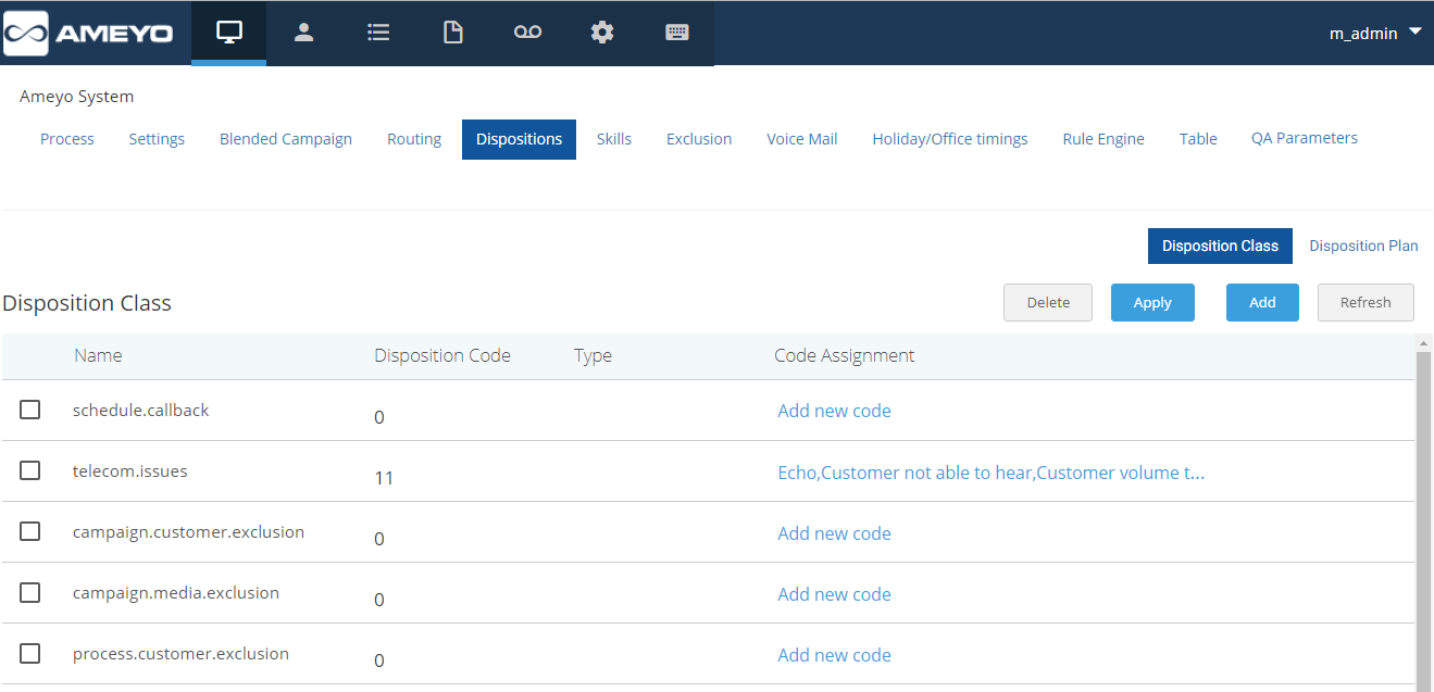 Disposition Class Disposition Class