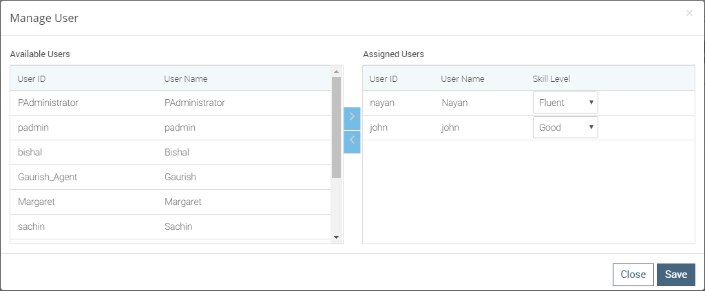 Manage User Manage User