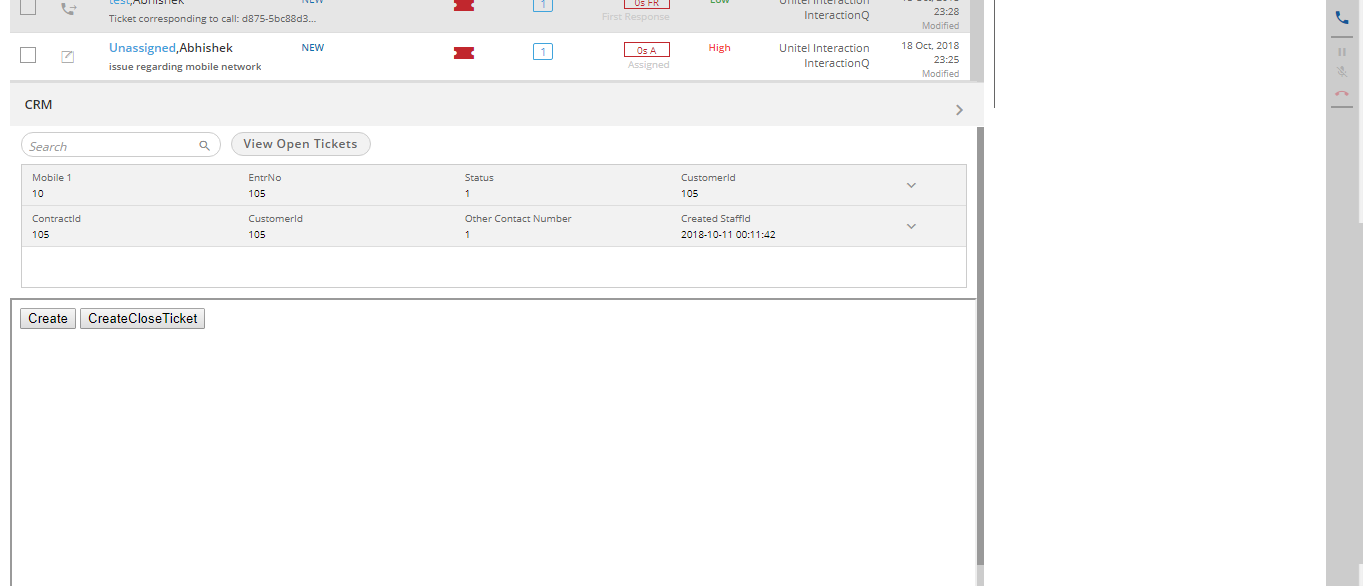 Button to Create Ticket