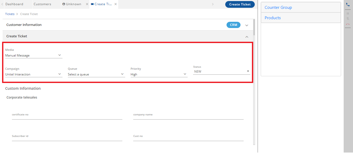 Create Ticket Form